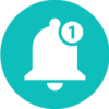 A bell icon with a number 1 on it.