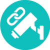 Cctv camera icon with a chain on it.