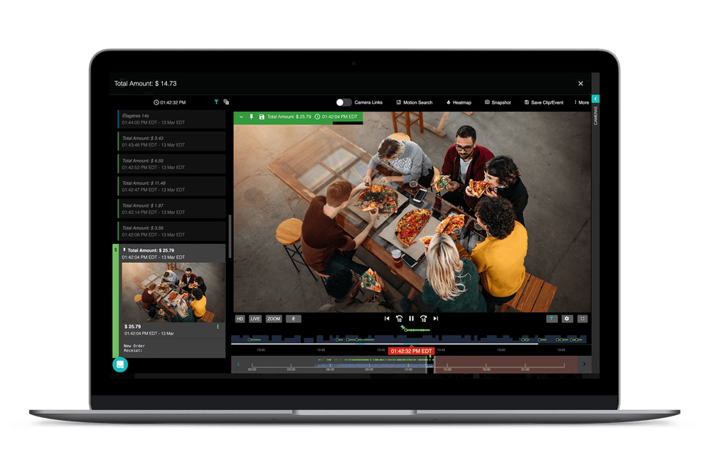 Viewing pizza restaurant on solink laptop